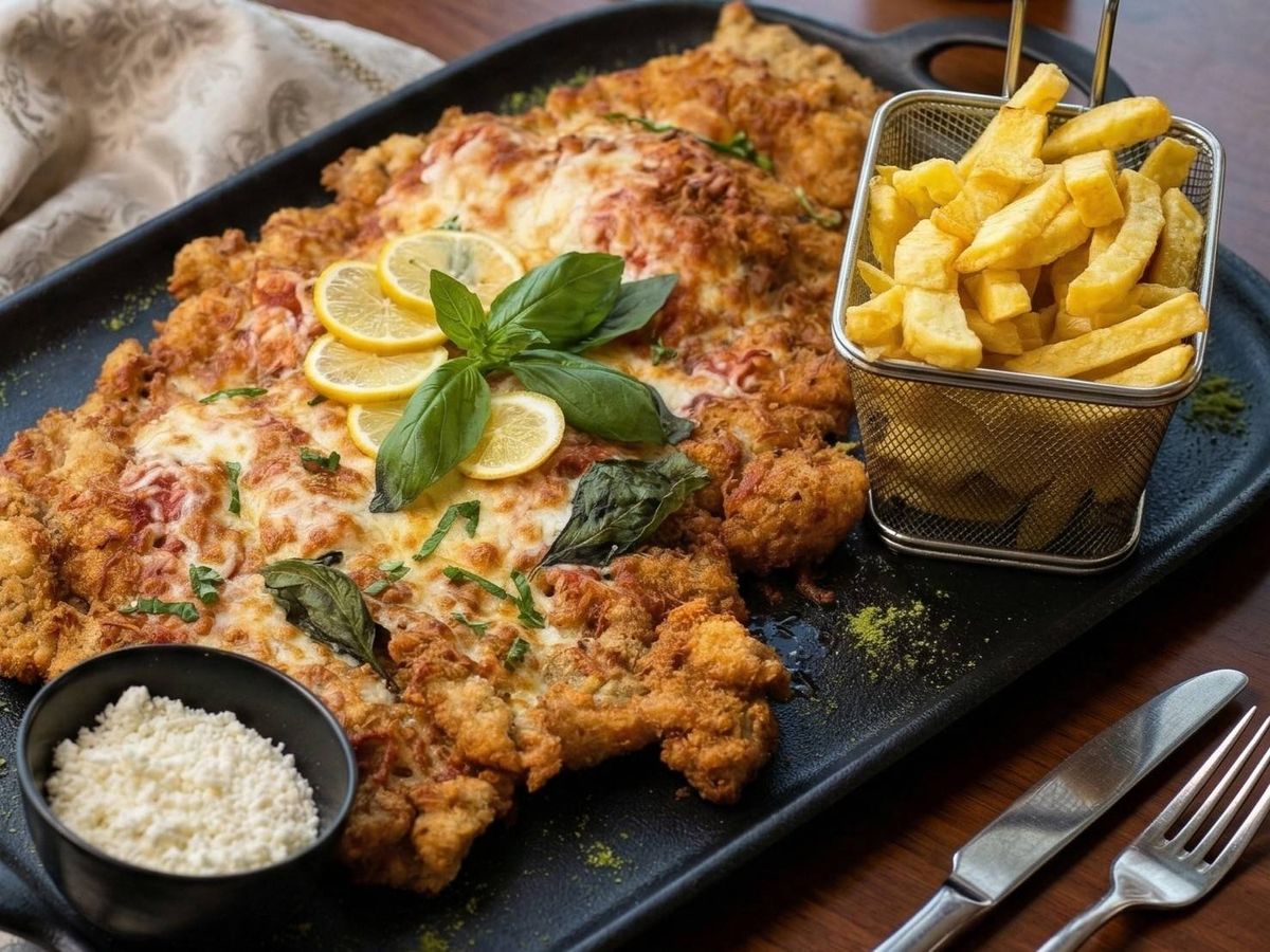 Șnițel Parmegian cu Cartofi cu Parmezan